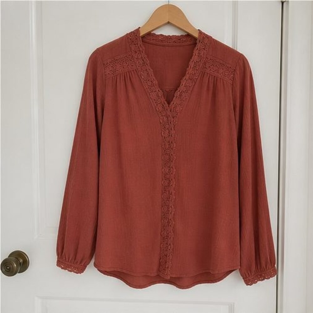 Rust Puff Sleeve Top